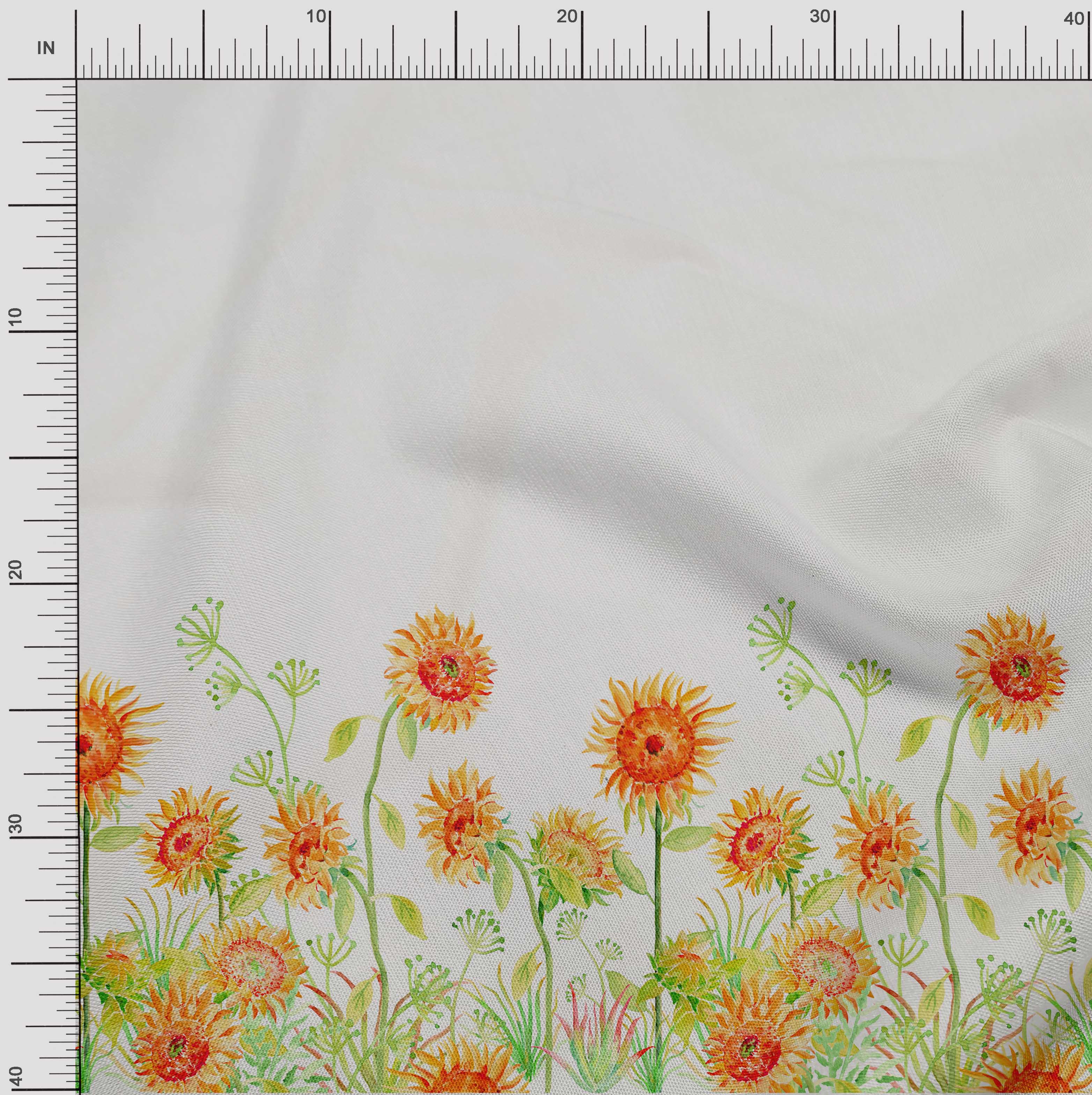 

OneOone Cotton Flex Fabric Листя та квіткова тканина з принтом у дворі 40 дюймів 42 Inch Wide - Viscose Chiffon помаранчевий