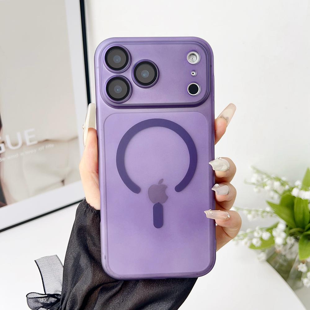 KEYSION Ultradünne Matte Klare Hülle für Magsafe für iPhone 13 14 15 Pro Max 15 Plus Magnetische Kabellose Lade-Rückabdeckung