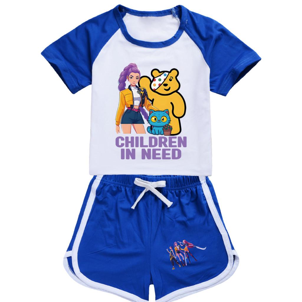 5120 Kids Girls POP Rumi Zoey Mira Print T-shirt Shorts Sport Tracksuit Clothes Set