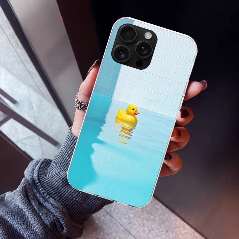 Rubber Ducks Swimming Pool Phone Case For iPhone 17 Air 16 15 Pro Max 14 Plus 13 Mini 12 11 Cover 7 8 SE Silicone Shell Print Fu