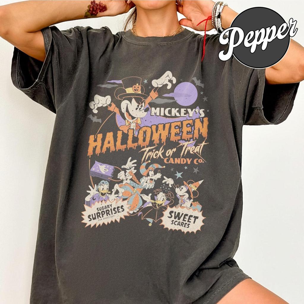 Mickey's Trick or Treat Halloween 2026 Vintage Comfort Colors Shirt, Mickey And Friends Halloween 2026 Matching Tee, Halloween Party Tee