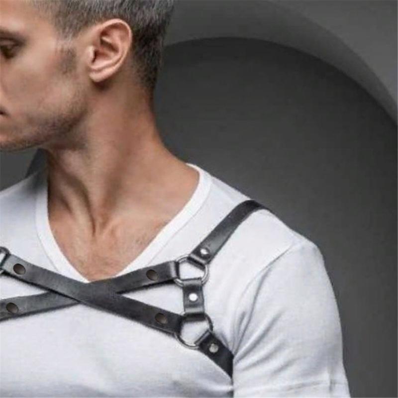 Sexy Punk Chest Harness Belt, Sex Restrain Chest Bandage Adjustable Chest Belt with Buckle Rings for Nightclub Cosplay