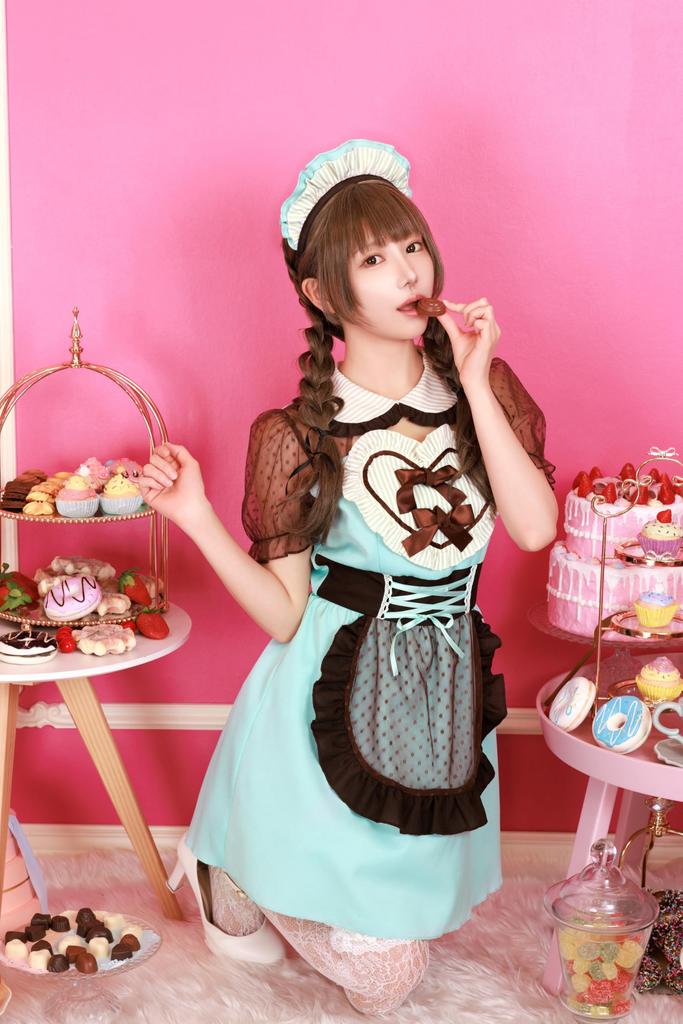 Clearstone Halloween Chocolate Mint Heart Maid Cosplay Green Costume,