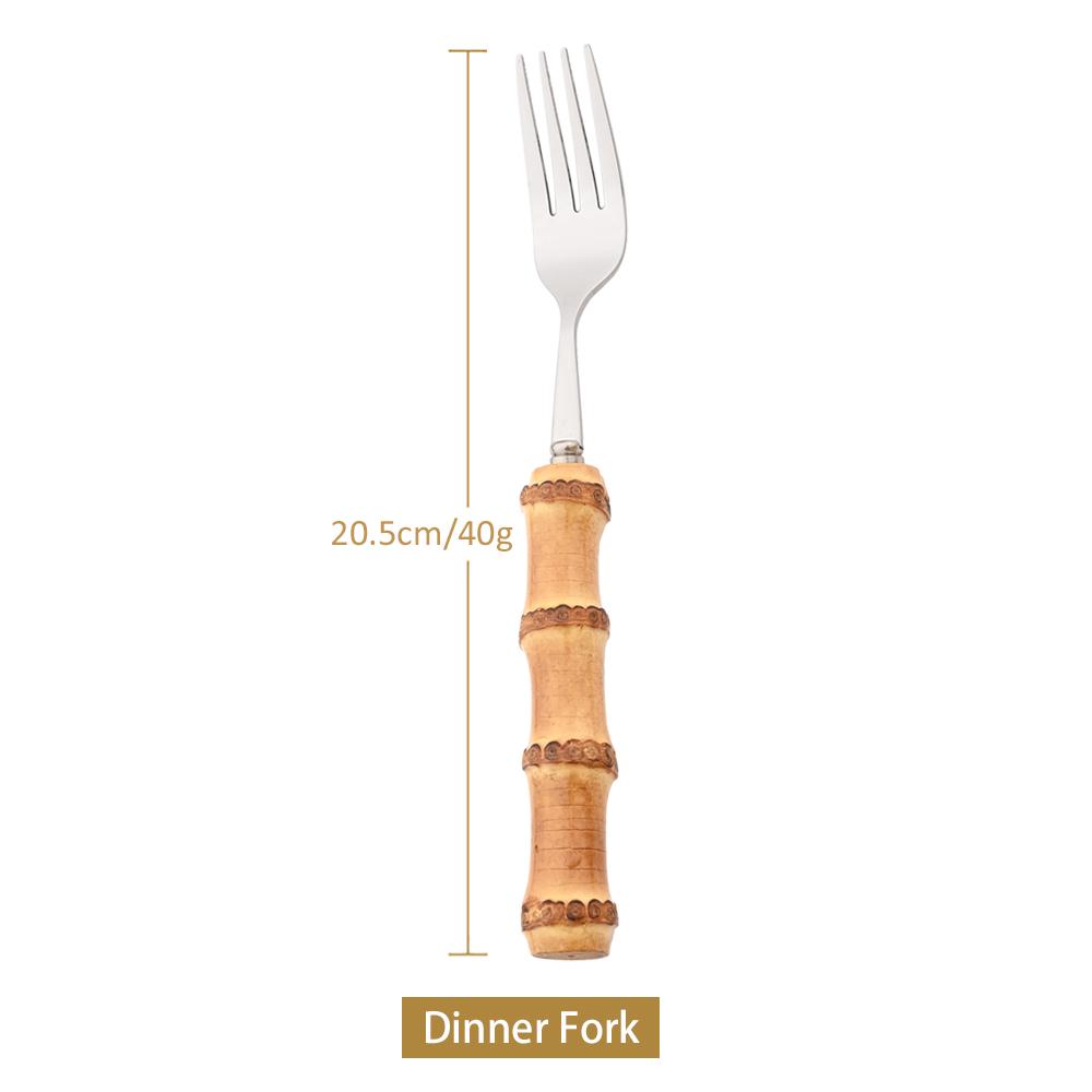 Wood Bamboo Root Handle Cutlery Stainless Steel Dinnerware Kitchenware Food Serving Spoon Salad Fork Spoon Tea Spoon Tableware