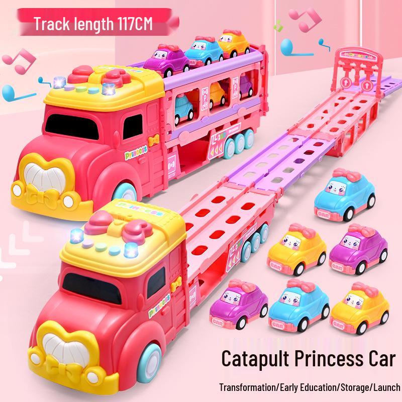 Mini Pull-back Cartoon Catapult Car Toy for Kids Ages 1-3
