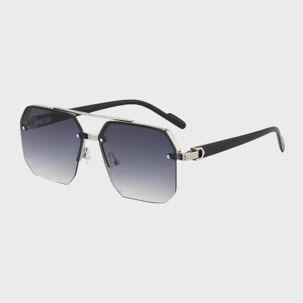 2025 Trendy Double Beam Square Pilot Sunglasses - Unisex European & American Half Frame Style