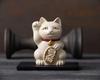 Maneki Neko White Lacquerware Paw Metal Lucky Good Feng Takaoka Copperware Neko Gin-Yado (Lucky Cat) (Right Raised) / Figurine, Cat, Luck, Shui,