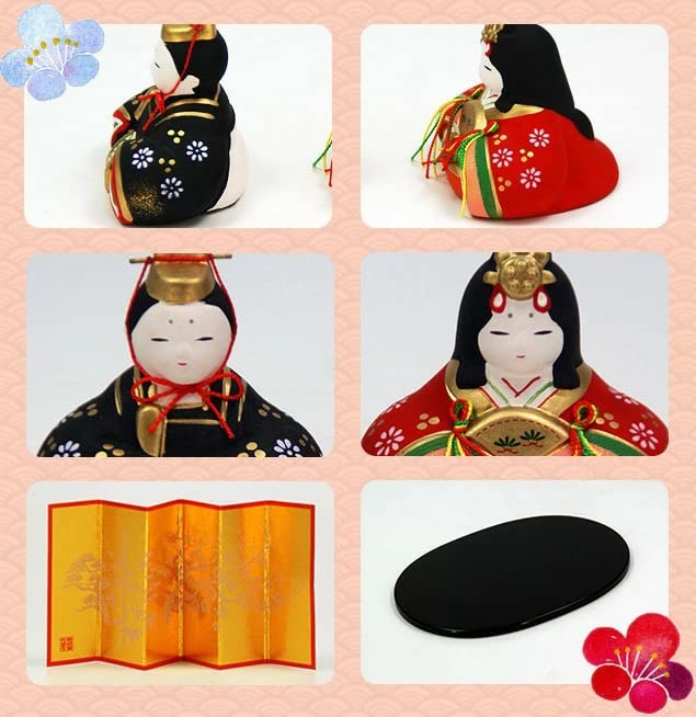 Osaka Choseido Compact Mini Hina Dolls Free Name Engraving on Wooden Plaque Ceramic Hina Hana Miyabi Hina - (Shipped Separately) - Dolls,