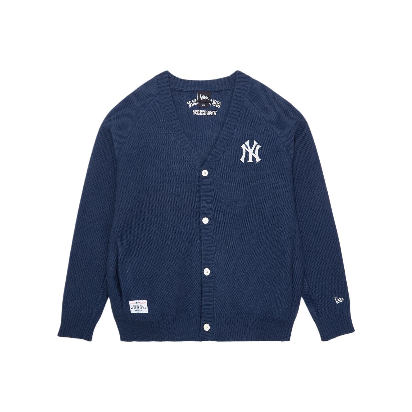 New Era × MLB Осень/Зима 25 Ретро Минималистичный V-образный вырез Мягкий вязаный свитер с длинным рукавом Унисекс свитер 14731566 L blue