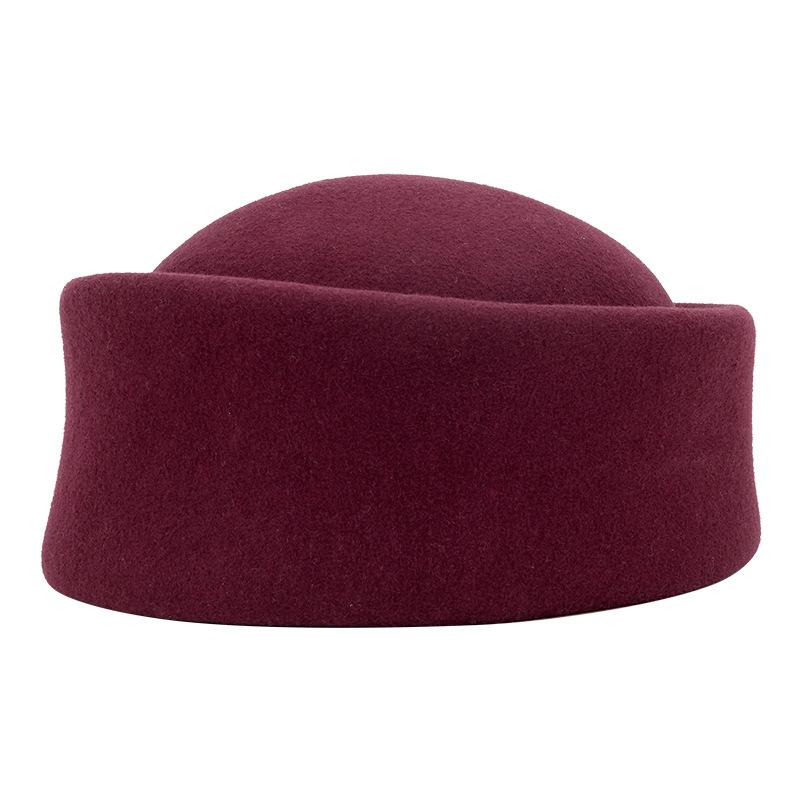 New Autumn and Winter Wool Ni Medicine Box Hat Women's French Retro Beret Women's Elegant Black Top Hat