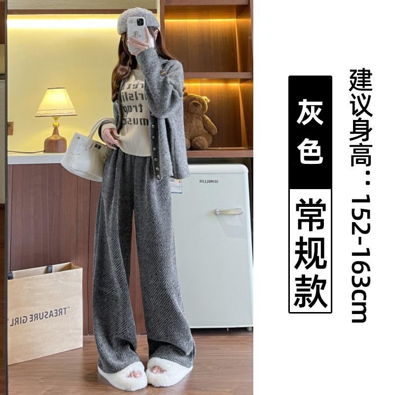 Chenier silver silk lazy wide-leg pants women's spring and autumn new loose and thin high-waisted floor-mopping casual trousers