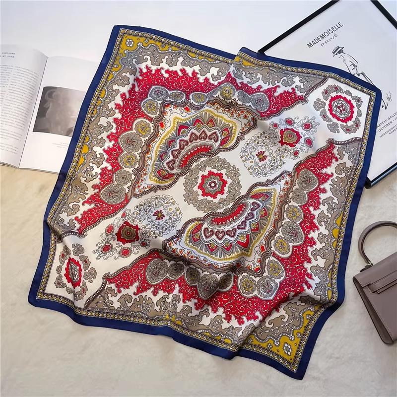 1PS Fashion Scarf For Women Classic Square Scarves Spring And Summer Headscarf Breathable Lightweight Soft Satin Neckcheif