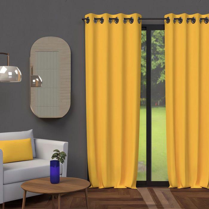 ستارة بعروات 135X250 سم معتمة أصفر مشرق، من Soleil d'ocre