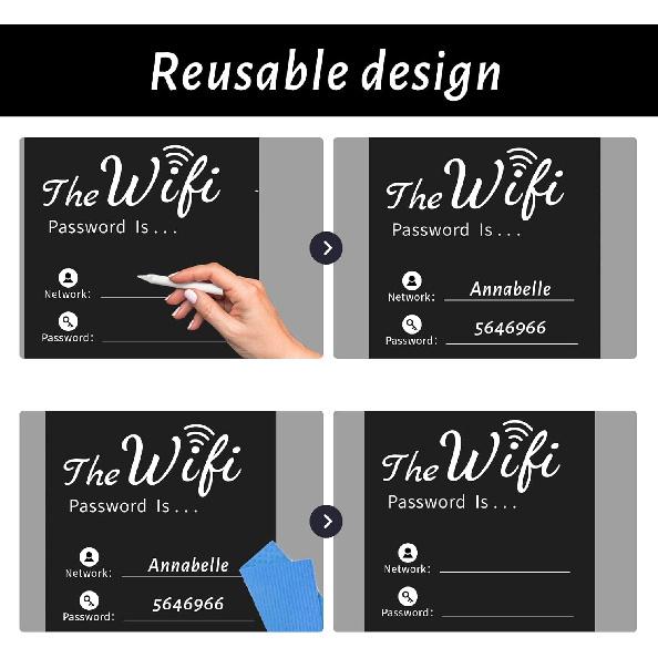 Premium Thick Wooden WiFi Password Sign With Pen - Freestanding Chalkboard Style Board for Home Office Restaurant Cafe, Table Centerpiece Decor with 
