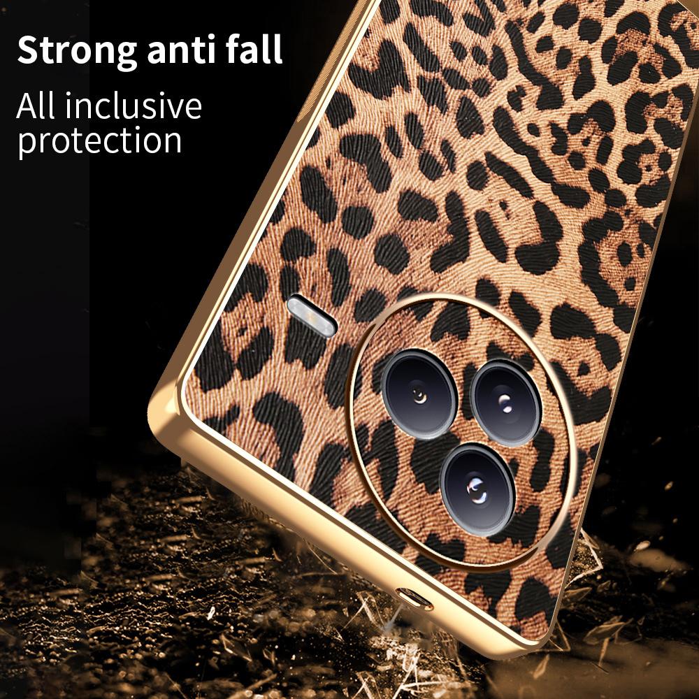 For Xiaomi Civi 5 Pro 5G Case Leopard Print PU Leather Coated PC+TPU Electroplating Phone Cover