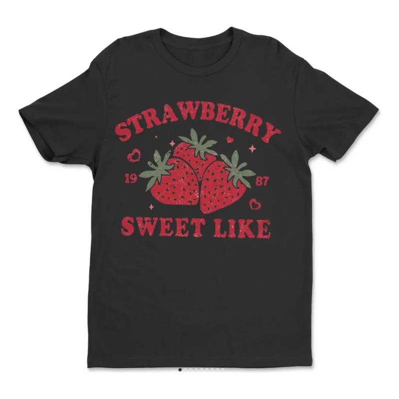 Camiseta Estampada Con Estampado De Fresas Calientes, Estilo S