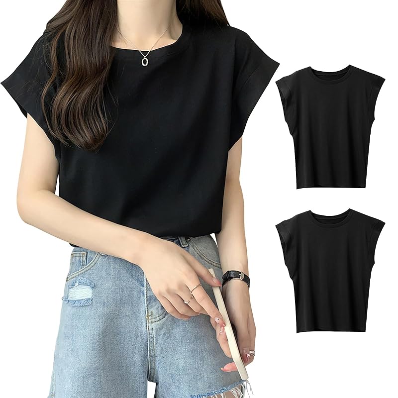 

[PALAME] T-shirt ladies french sleeve [Sweet atmosphere, slimming effect, good texture] french sleeve t-shirt sleeveless tops short sleeve Relaxing