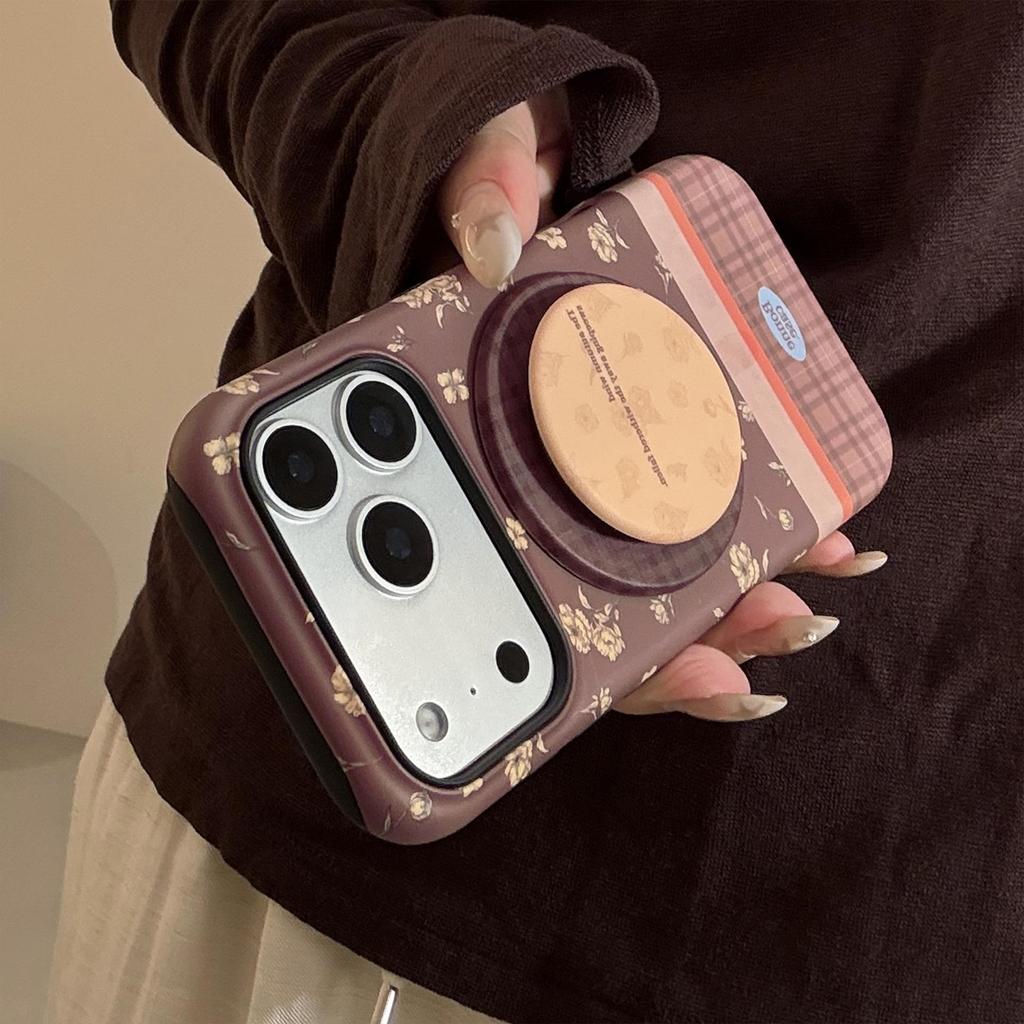 Retro Blommigt Ställ Telefonfodral för iPhone 17 och iPhone 17 Pro Max