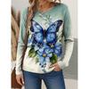 Women's T-shirt with Flower Pattern and Butterfly Pattern