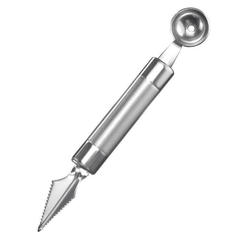 Coltello per intaglio frutta in acciaio inossidabile Doppia testa Scavino a sfera Coltello per intaglio ondulato Adatto Strumenti per cucina domestica Forniture