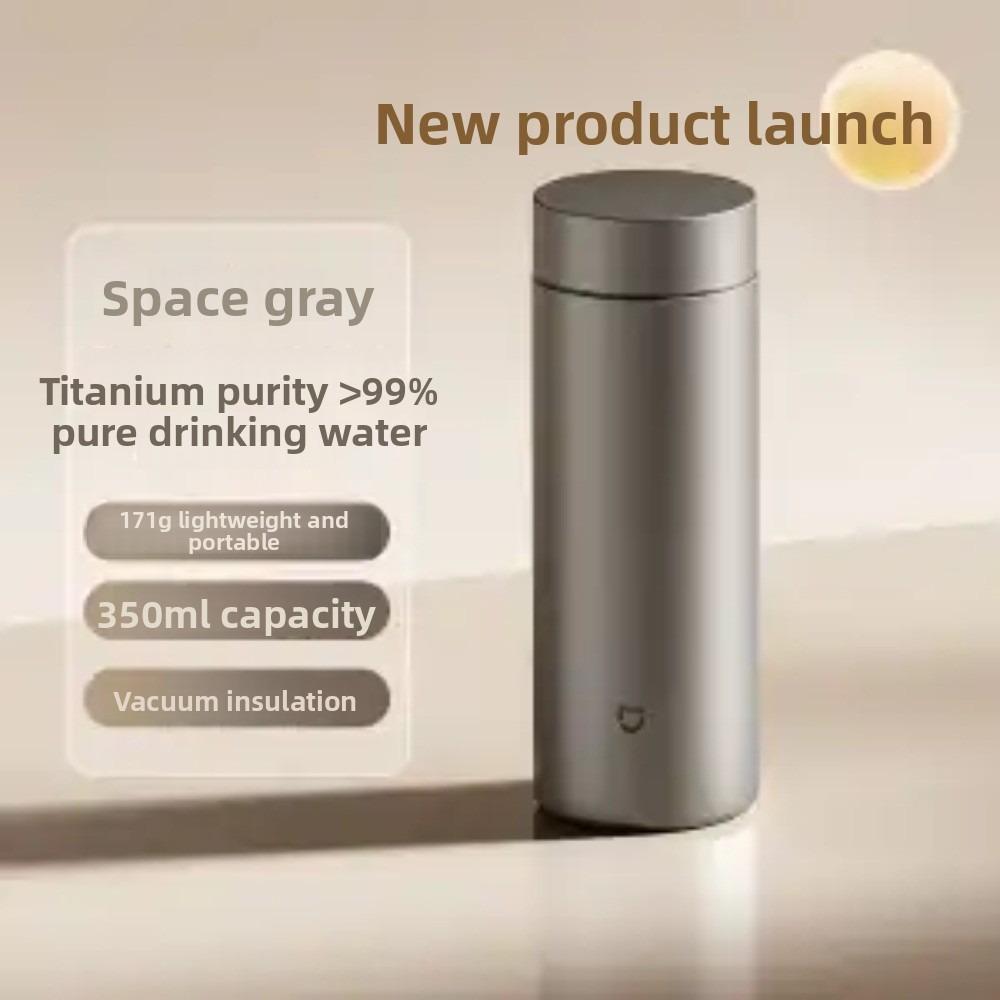 Xiaomi Mijia Titanium Thermos Cup TI2, 350ml/480ml Pure Titanium Insulated Water Bottle, Double Wall Vacuum Flask for Coffee Tea Travel серый