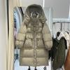 Womens Oversized Winter Down Coat Long Plus Size 450g White Duck Hooded Mid-Calf Length Warm Outerwear