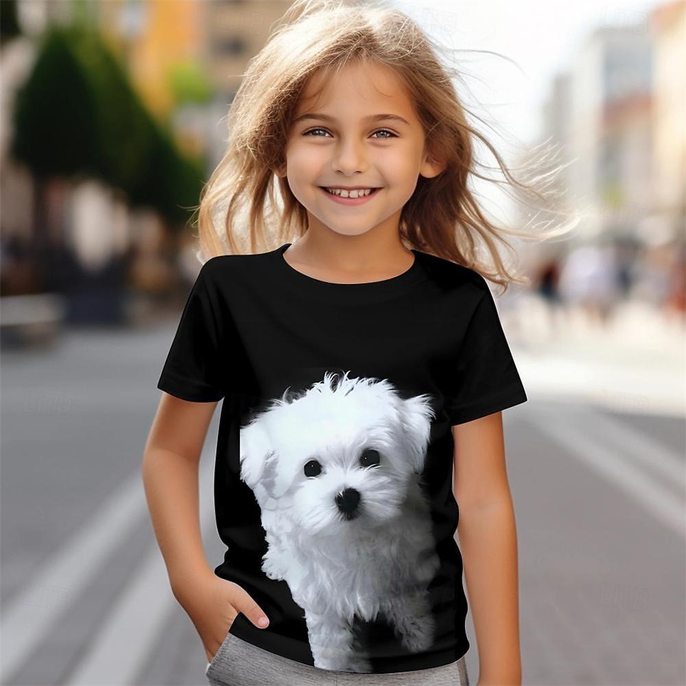 

Girls 3D Dog Tee Shirts Short Sleeve 3D Print Summer Active Fashion Cute Kids 3-12 Years Crew Neck Outdoor Casual Daily Regular Fit 1112 Years160cm