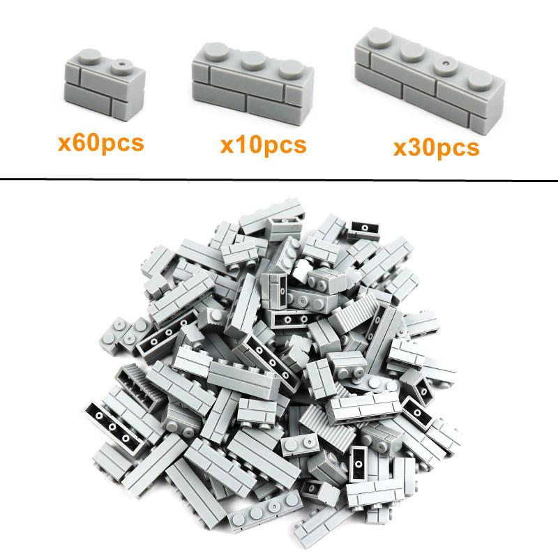 100pcs MOC Bricks 1x2 1x3 1x4 Wall Cube Houses Building Blocks City Created Accessories Assembles Small Particles DIY Boys Toy