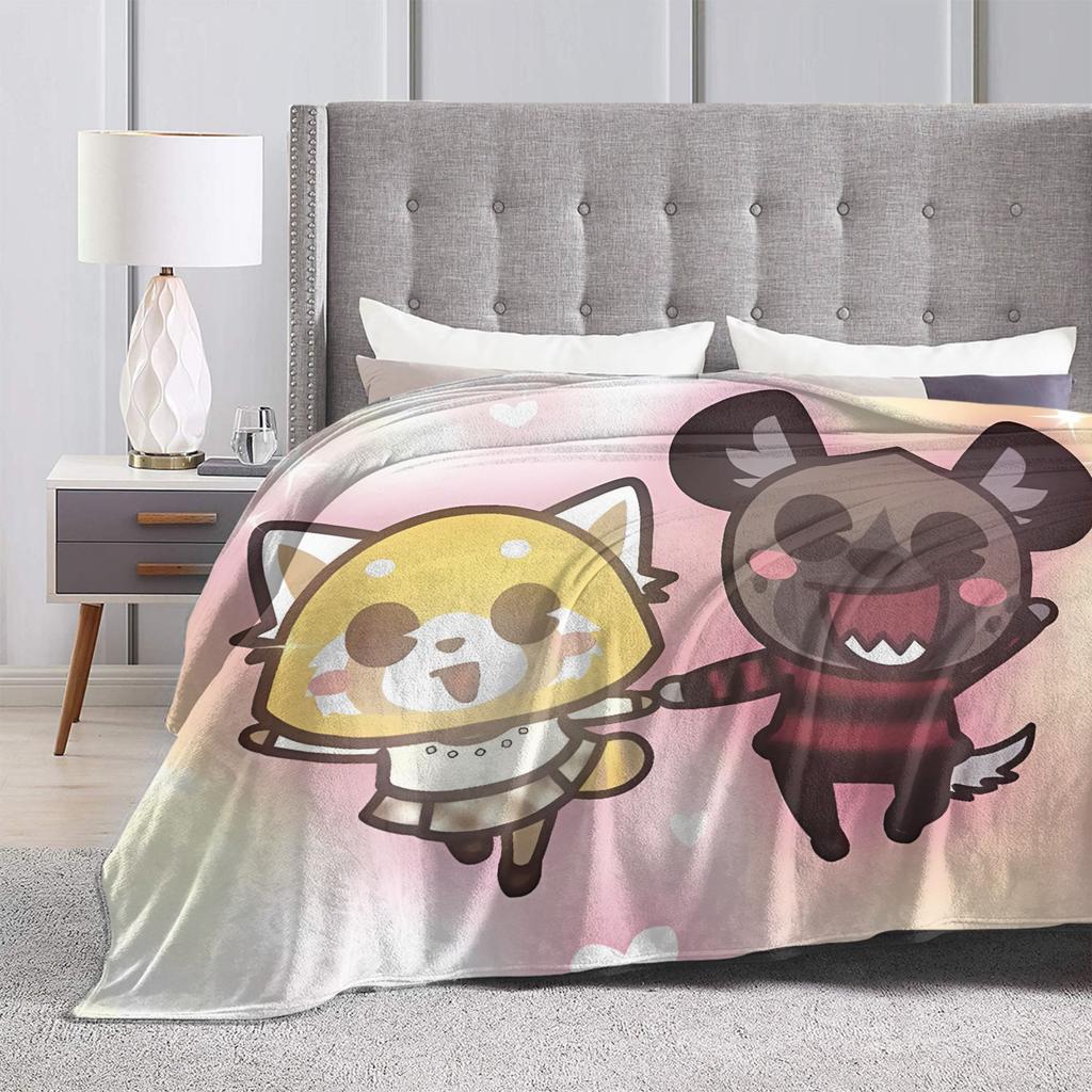 Aggretsuko Flannel Blanket Winter Super Warm Bedding Throws for Kids Adult Living Room Comfortable Bedspread Sofa Bed Cover