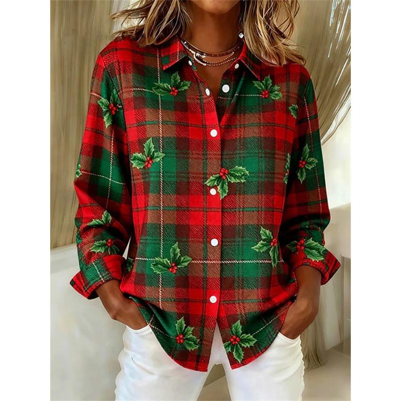 Fashionable Striped Vintage-Style Women's Long-Sleeve Shirt Comfortable And Breathable Collared Shirt Casual Everyday Wear Top
