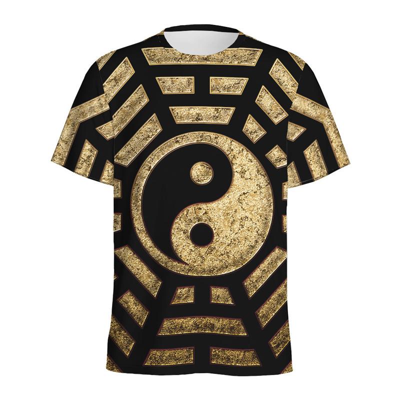 Černé Bílé Vzor Jin Jang Pánské Tričko Cool Street Kulatý Výstřih Krátký Rukáv Trička Top Dámské Léto 3D Tištěná Volná Trička