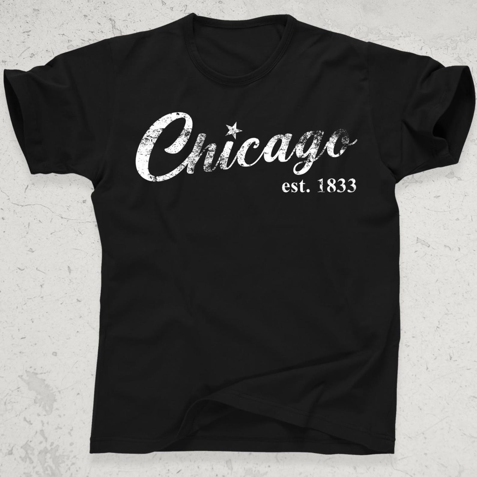 Chicago Est 1833 Distressed tee, Midwest City Heritage Shirt, City of Chicago Illinois vintage IL Chi Town Skyline Deep Dish Pizza t shirt 2XL