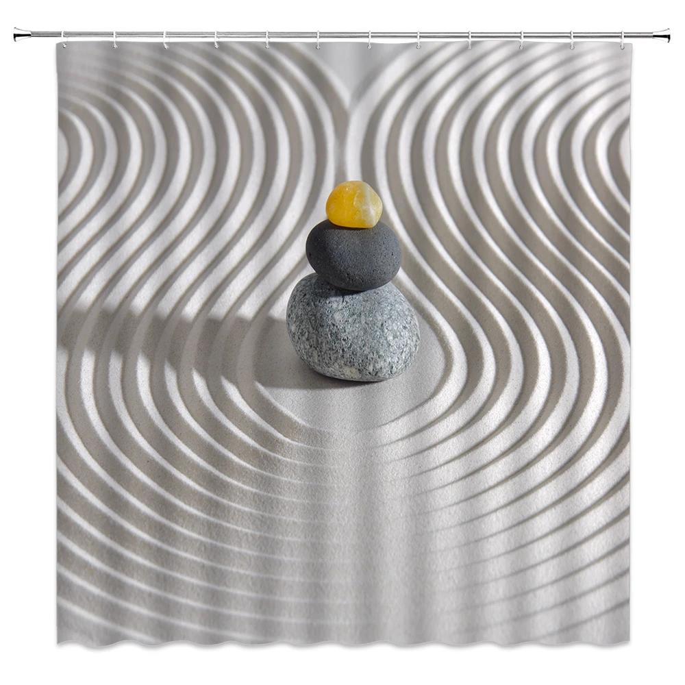 Stones And White Lotus In Water Shower Curtain Zen Spa White Bathroom Waterproof Extra Long Polyester Fabric For Bathtub Decor
