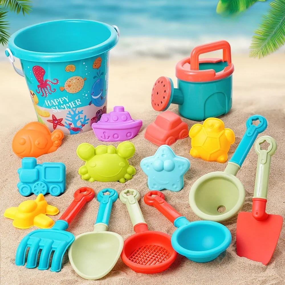 Children'S Beach Toy Set Baby Playing In Water And Beach Large Sand Shovel Beach Bucket Sand Digging Tool Sand Toys Random Color