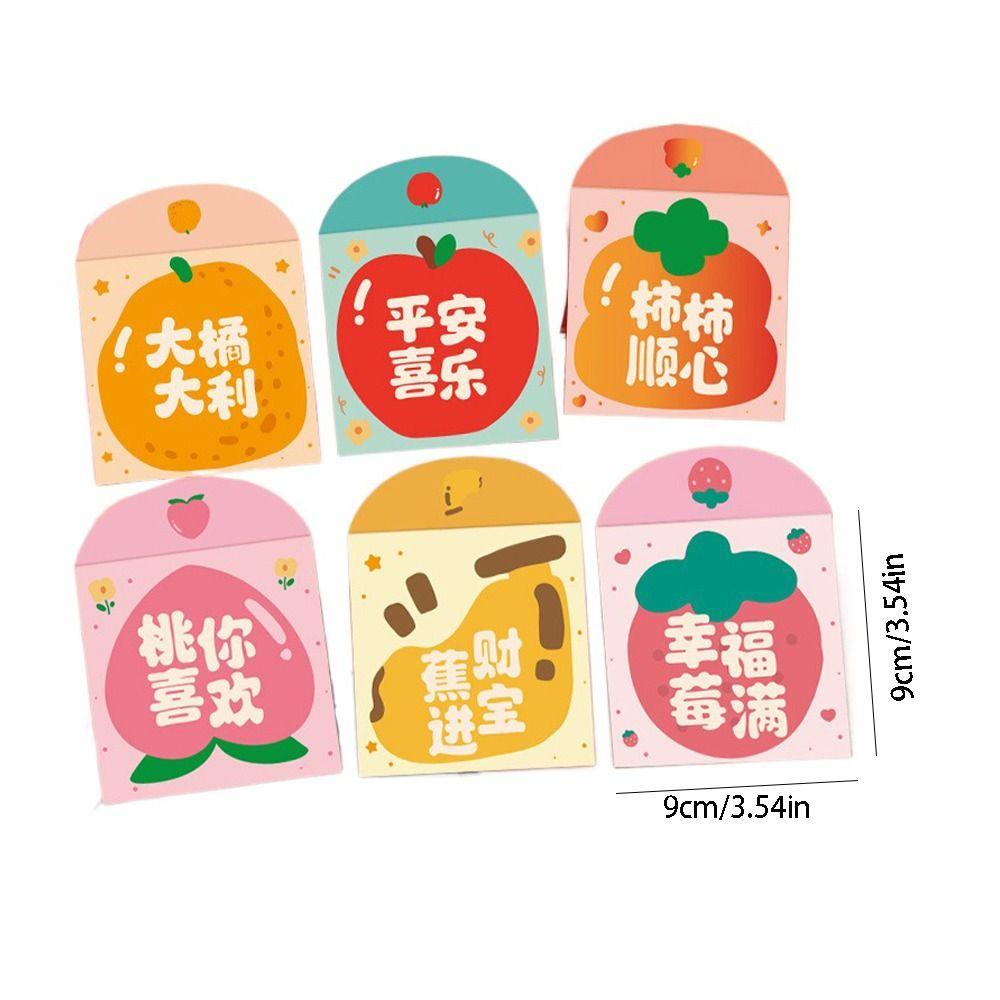 6pcs Festive Accessory Cartoon Red Envelopes Cute Traditional Red Packets Square Shape Lucky Money Packets Birthday