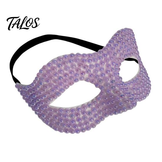 Adjustable Party Masks Halloween Half Face Masquerade Mask, Pearl Decor Venetian Luxurious Evening Elegant Costume Accessory for Stage Show