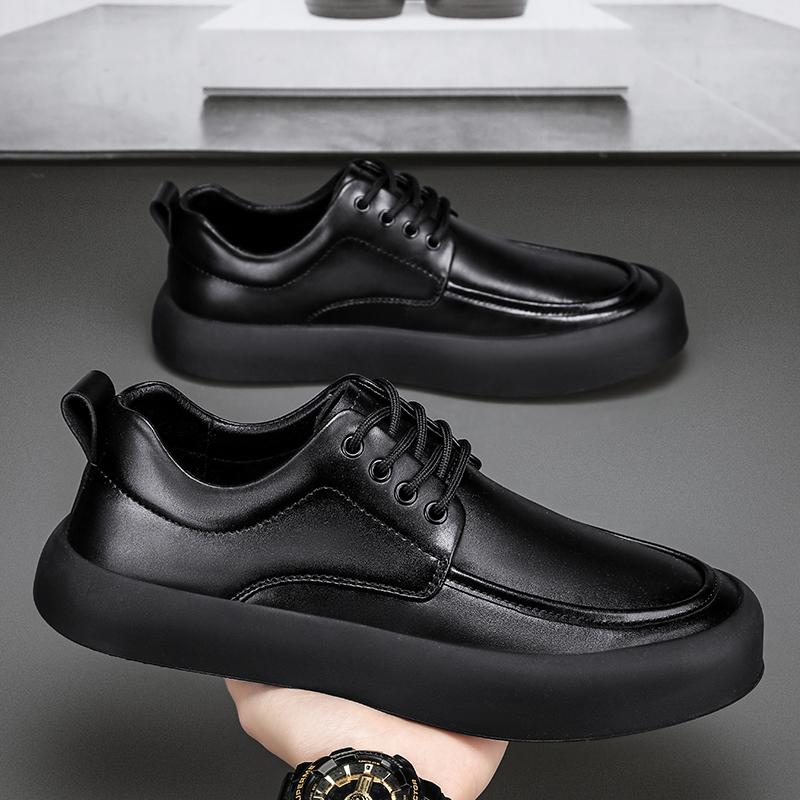 

Men Leather Flats Shoes Comfy Walking Shoes Lace Up Classic Man Soft Casual Shoes High Quality All-match Male Sneakers 38 чёрный