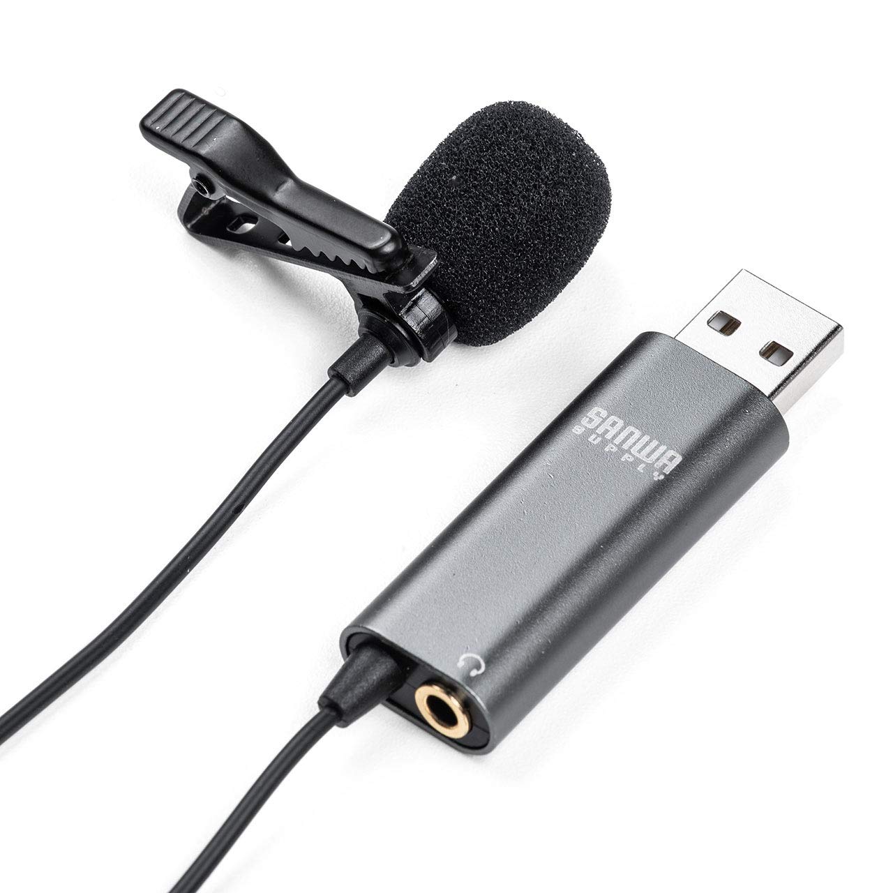 

Sanwa Direct USB Pin Microphone, Condenser, Compatible with Zoom, Skype, and YouTube, with Earphone and Speaker Connection, Product Code: 400-MC017