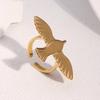 New Titanium Steel Peace Dove Open Rings For Women Adjustable Punk Style High-End Retro Style Non Fading Jewelry Accessory