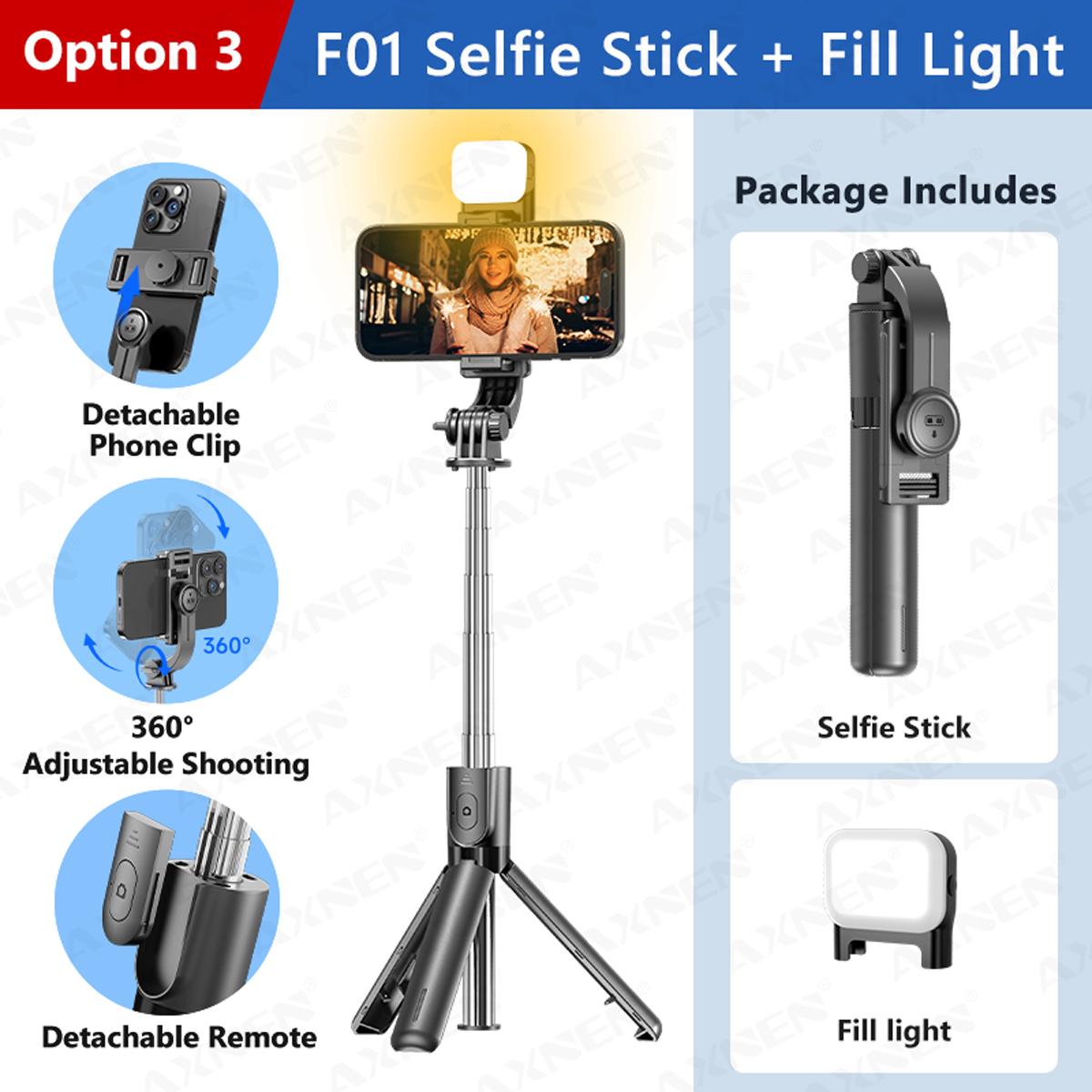 

AXNEN Портативная селфи-палка, выдвижная селфи-палка-штатив с беспроводным пультом управления и подставкой для штатива, совместимая с iPhone, Android, GoPro
