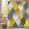 1Pc Golden Abstract Geometry Print Shower Curtain Partition Privacy Hanging Curtain With 12 Hooks Multiple Size Machine Washable