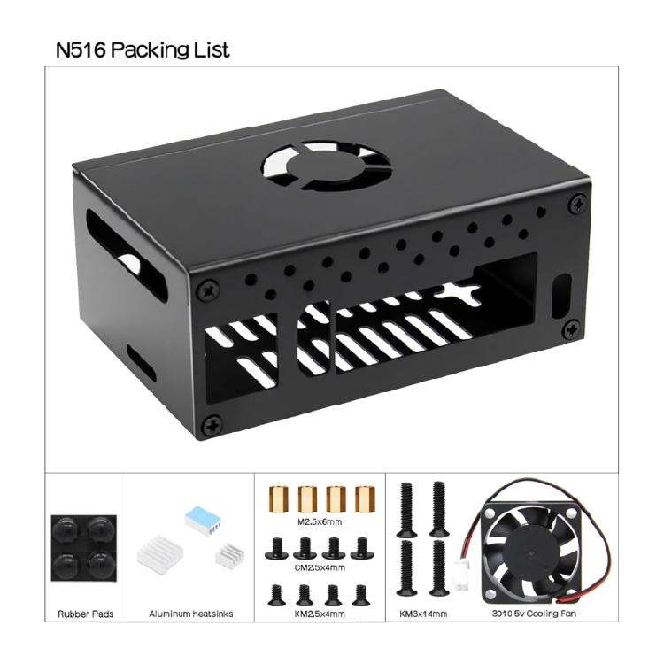 Metal Cover Heavy Duty Passive Cooling Metal Case for RV2 N516 with Cooling Fan Heatsink Expansion Board