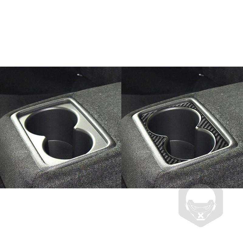 Real Carbon Fiber Car Accessories Rear Cup Holder Decorative Cover Soft Sticker For Honda Accord 9th Gen 2014 2015 2016 2017