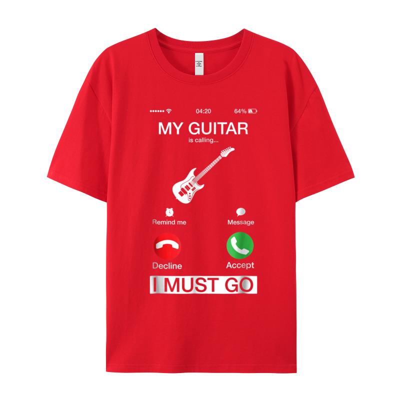 Tops Tees My Guitar Is Calling And Mother Day Newest Party Short Sleeve Combed Cotton O Neck Unisexs T Shirt Party T Shirts