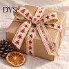 Christmas Gift Wrapping Ribbon Packaging Ribbon, Cotton And Faux Linen Decorative Fabric Roll for Holiday Red Beige Xmas Printed Wrapping, Floral