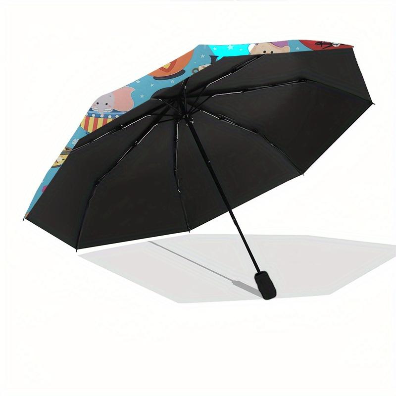 Disney Characters Automatic Folding Umbrella - Simple 8-Rib Design, Bright Cartoon Pattern, Durable Iron Frame, Suitable For Travel, Outdoor