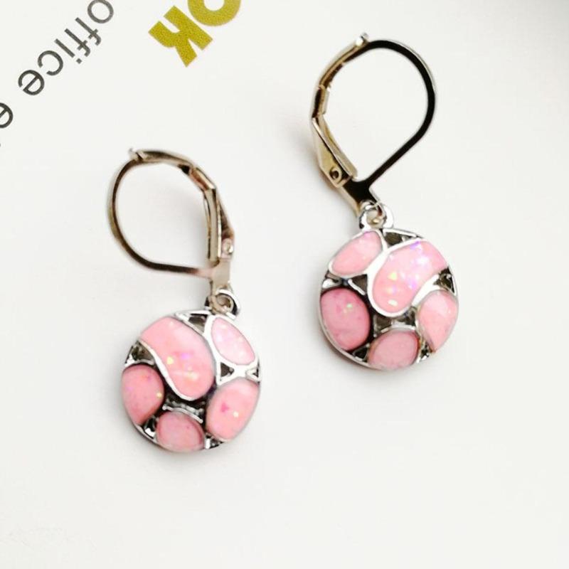Fashion Round Leverback Jewelry Women Soccer Opal Earrings Gift