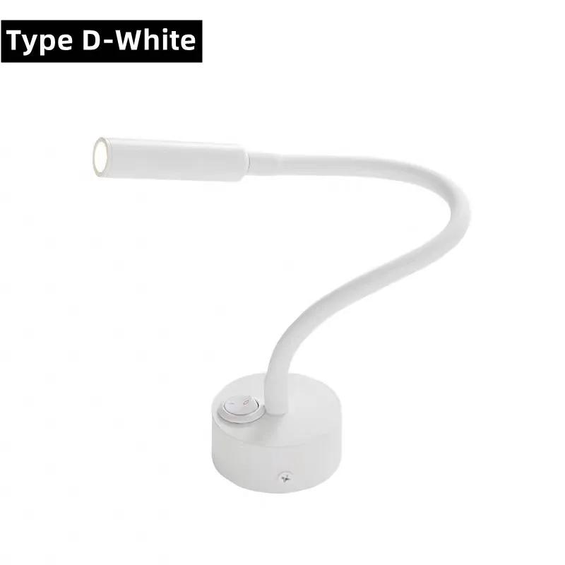 Lampă de perete cu LED-uri reglabilă pentru citire, 3W, furtun flexibil, aplice montată pe perete, pentru dormitor, pentru studiu, cu lampă de masă întrerupător
