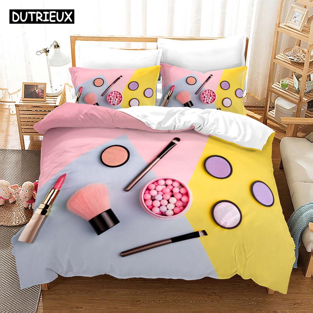 Nordic Cosmetic Fashion Girl Perfume Bedding Set Luxury Duvet Cover 200x200 Pink Bed Linen Bedclothes NO Sheet
