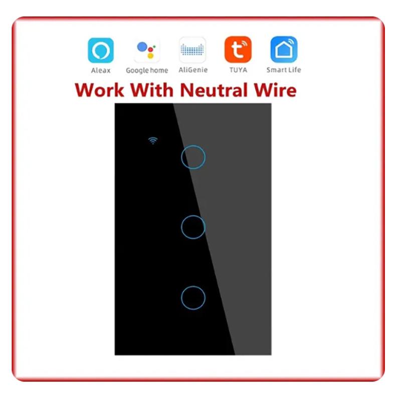 Tuya WiFi Smart Light Switch with Wall Touch, Compatible with Alexa and Google Assistant.